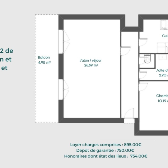  LOGI-C : Appartement | CALUIRE-ET-CUIRE (69300) | 58 m2 | 895 € 